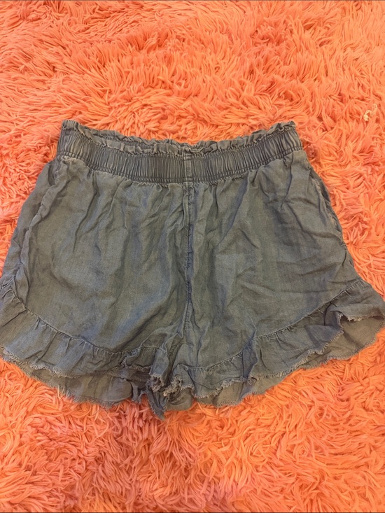 aerie Pants - aerie Indigo Ruffle Hem High-Waist Casual Shorts